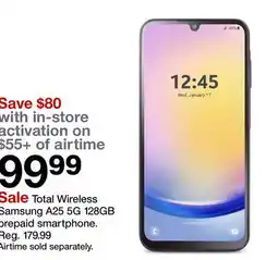 Target Total Wireless Samsung A25 5G 128GB prepaid smartphone offer