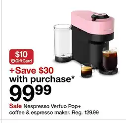 Target Nespresso Vertuo Pop + coffee & espresso maker offer