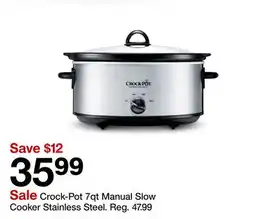 Target Crock-Pot 7qt Manual Slow Cooker Stainless Steel offer