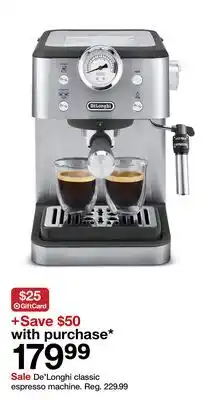 Target De Longhi classic espresso machine offer