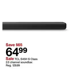 Target TCL S45H S Class 2.0 channel soundbar offer