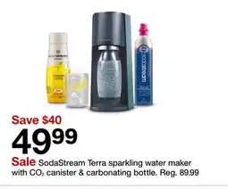 Target SodaStream Terra sparkling water maker with CO2 canister & carbonating bottle offer