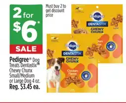 Dollar General Pedigree Dog Treats Dentastix Chewy Chunx Small/Medium or Large Dog offer