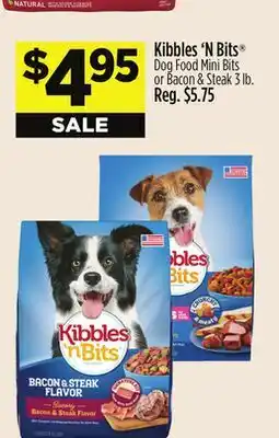 Dollar General Kibbles'N Bits Dog Food Mini Bits or Bacon & Steak offer