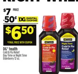 Dollar General DG health Cold & Flu Relief Day Time or Night Time Elderberry offer