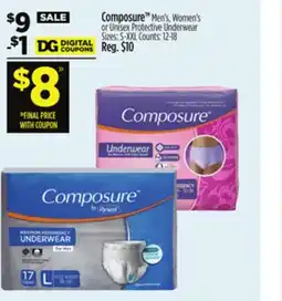 Dollar General Composure TM Men's, Women's or Unisex Protective Underwear offer
