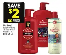 Dollar General Old Spice Body Wash Pump 25-27 oz. or Total Body 3-4.3 oz offer