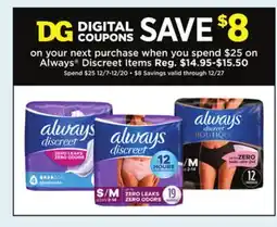 Dollar General Always Discreet Items offer