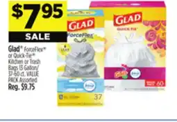 Dollar General Glad ForceFlex or Quick-Tie Kitchen or Trash Bags offer