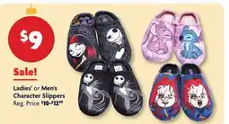 Family Dollar Ladies' or Men's Character Slippers offer