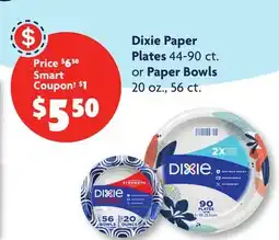 Family Dollar Dixie Paper Plates 44-90 ct. or Paper Bowls 20 oz., 56 ct offer
