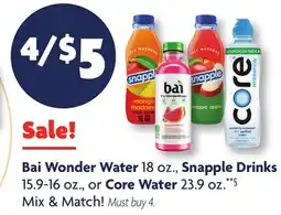 Family Dollar Bai Wonder Water 18 oz., Snapple Drinks 15.9-16 oz., or Core Water 23.9 oz.**§ offer