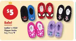 Family Dollar Ladies' or Kids' Slipper Socks offer