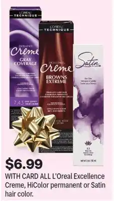 CVS ALL L'Oreal Excellence Creme, HiColor permanent or Satin hair color offer