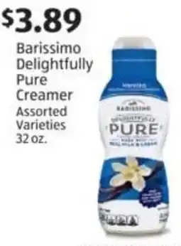 Aldi Barissimo Delightfully Pure Creamer Assorted Varieties offer