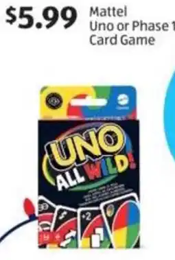 Aldi Mattel Uno or phase 10 card game offer