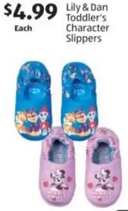 Aldi Lily & Dan toddler's character slippers offer