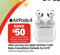Meijer Apple AirPods 4 with Noise Cancellation Earbuds offer