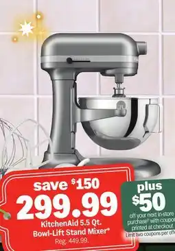 Meijer KitchenAid 5.5 Qt. Bowl-Lift Stand Mixer offer