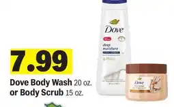 Meijer Dove Body Wash 20 oz. or Body Scrub 15 oz offer