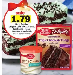 Meijer Betty Crocker Delights Cake Mix 13.25-14 oz., Frosting 12-16 oz. or Favorites Brownie Mix 16.3 oz offer