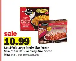 Meijer Stouffer's Large Family Size Frozen Meal 52.5-61.37 oz. or Party Size Frozen Meal 66.5-76 oz offer