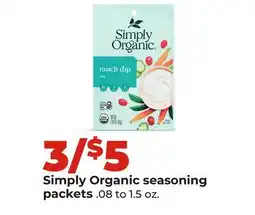 Hy-Vee Simply Organic seasoning packets offer