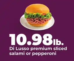 Hy-Vee Di Lusso premium sliced salami or pepperoni offer