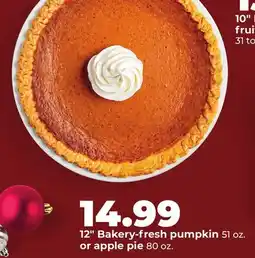 Hy-Vee 12 Bakery-fresh pumpkin 51 oz. or apple pie 80 oz offer