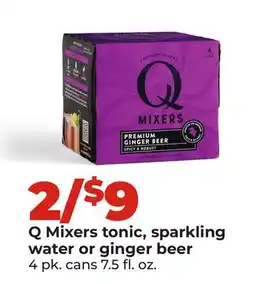 Hy-Vee Q Mixers tonic, sparkling water or ginger beer offer