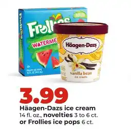 Hy-Vee Häagen-Dazs ice cream 14 fl. oz., novelties 3 to 6 ct. or Frollies ice pops 6 ct offer