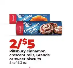 Hy-Vee Pillsbury cinnamon, crescent rolls, Grands! or sweet biscuits offer