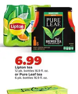 Hy-Vee Lipton tea 12 pk. bottles 16.9 fl. oz. or Pure Leaf tea 6 pk. bottles 16.9 fl. oz offer