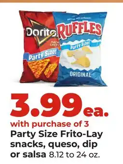 Hy-Vee Party Size Frito-Lay snacks, queso, dip or salsa offer