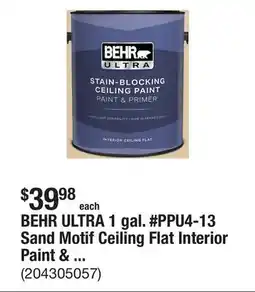 The Home Depot BEHR ULTRA 1 gal. #PPU4-13 Sand Motif Ceiling Flat Interior Paint & Primer offer