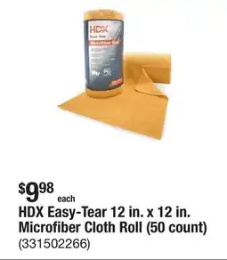 The Home Depot HDX Easy-Tear 12 in. x 12 in. Microfiber Cloth Roll (50 count) offer