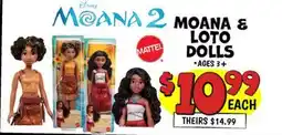 Ollie's MOANA & LOTO MATTEL DOLLS offer