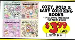 Ollie's COZY, BOLD AND EASY COLORING BOOKS offer