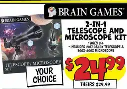 Ollie's BRAIN GAMES 2-IN-1 TELESCOPE AND MICROSCOPE KIT offer