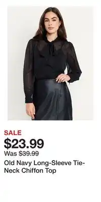 Old Navy Old Navy Long-Sleeve Tie-Neck Chiffon Top offer