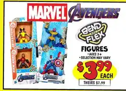 Ollie's MARVEL , AVENGERS BEND AND FLEX FIGURES offer
