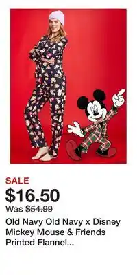 Old Navy Old Navy Old Navy x Disney Mickey Mouse & Friends Printed Flannel Pajama Set for Women offer