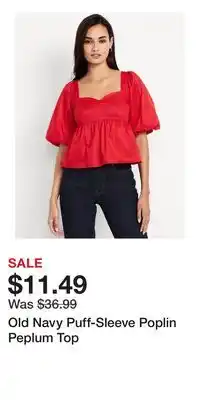 Old Navy Old Navy Puff-Sleeve Poplin Peplum Top offer