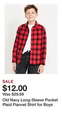 Old Navy Old Navy Long-Sleeve Pocket Plaid Flannel Shirt for Boys offer