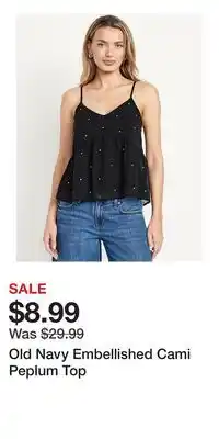 Old Navy Old Navy Embellished Cami Peplum Top offer
