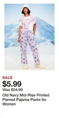Old Navy Old Navy Mid-Rise Printed Flannel Pajama Pants for Women offer