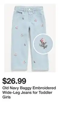 Old Navy Old Navy Baggy Embroidered Wide-Leg Jeans for Toddler Girls offer