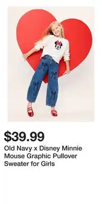 Old Navy Old Navy x Disney Minnie Mouse Graphic Pullover Sweater for Girls offer