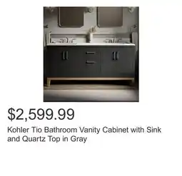 Costco Kohler Tio Bathroom Vanity Cabinet with Sink and Quartz Top in Gray offer
