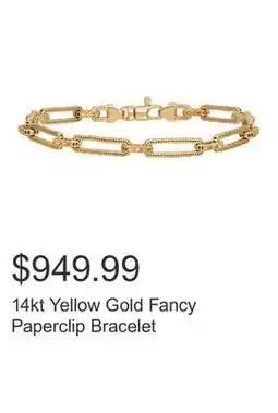 Costco 14kt Yellow Gold Fancy Paperclip Bracelet offer
